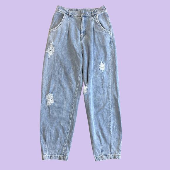 Aaron & Amber distressed high waisted tapered slouchy balloon mom jean small 27" - Picture 1 of 6